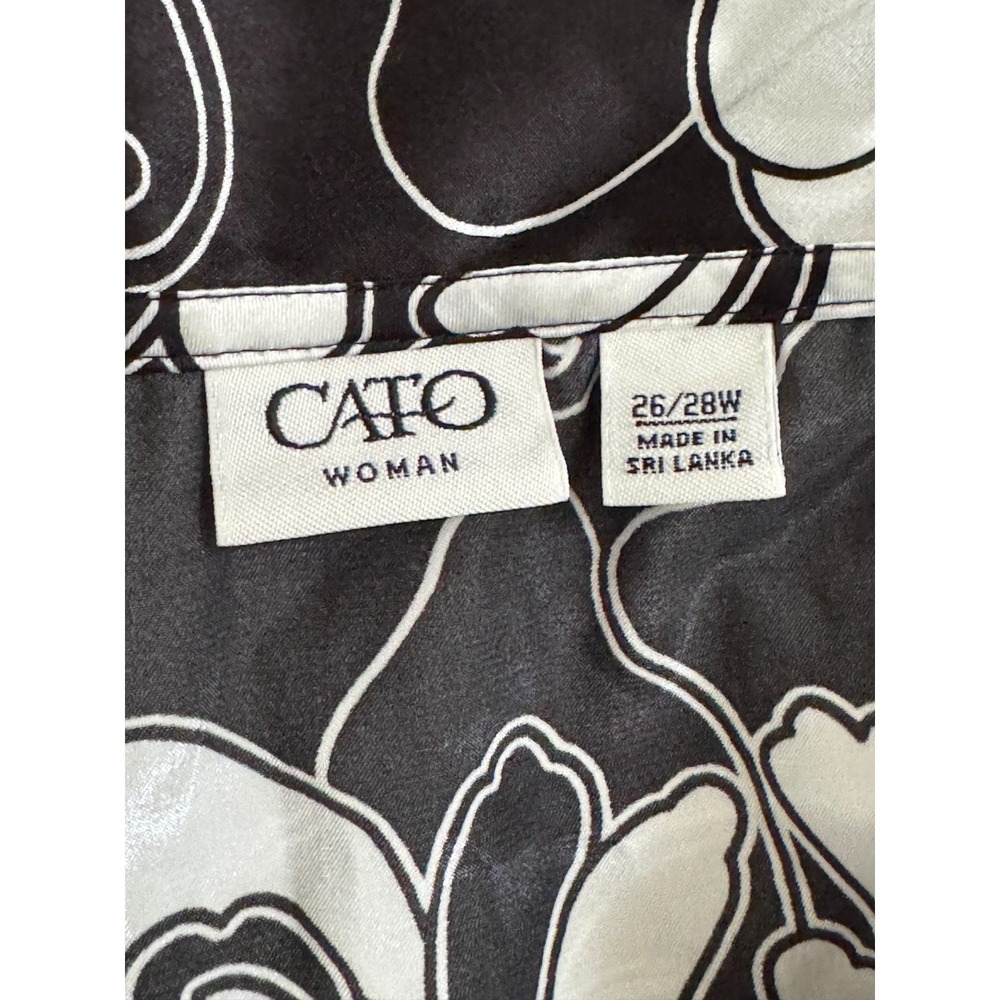 Cato Woman Black White Floral Print Wrap Style Blouse Shirt Top Plus Size 26 28W - Picture 10 of 13